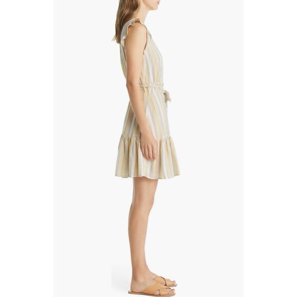 Marine Layer Laney Stripe Tiered Cotton Mini Dress in Beachy Stripe, Large - Picture 2 of 12